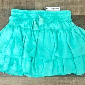 Day+Moon Ruffle Mini Skirt Skort Mint Medium NWT